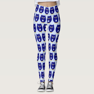 Blue Uil Design Elke Kleur Achtergrond Leggings