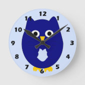 Blue Uil Design Ronde Klok (Voorkant)