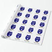 Blue Uil Design Verjaardagscadeau Cadeaupapier (Uitgerold)