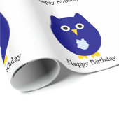 Blue Uil Design Verjaardagscadeau Cadeaupapier (Rol Hoek)