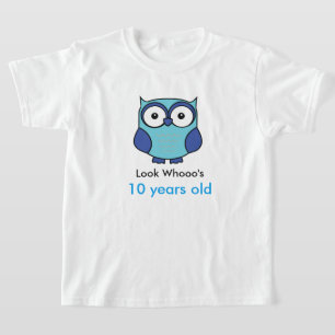 Blue Uil verjaardag met leeftijd gepersonaliseerd T-shirt