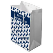 Blue Uils verjaardagsfeestje Medium Cadeauzakje (Voorkant Gekanteld)