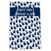 Blue Uils verjaardagsfeestje Medium Cadeauzakje (Voorkant)