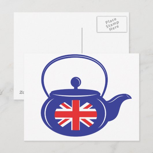 Blue UK Teapot Briefkaart (Voorkant / Achterkant)