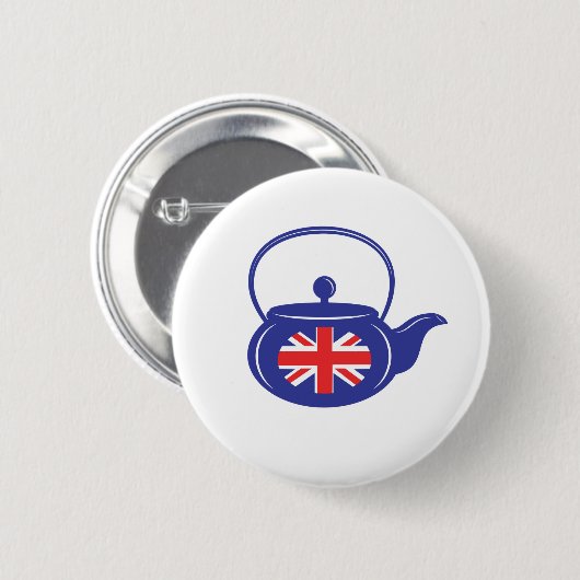 Blue UK Teapot Button (Voorkant /achterkant)