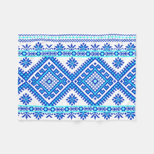 Blue Ukraine Cross-Stittern Pattern Baby Blanket Fleece Deken (Voorkant (Horizontaal))