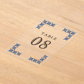 Blue Ukrainian Wedding Acrylic Table Number Acryl Uitnodigingen (Laagn)