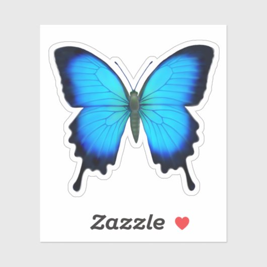Blue Ulysses Swallowtail Butterfly Contour Sticker (Vel)