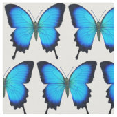 Blue Ulysses Swallowtail Butterfly Fabric Stof (Close Up)