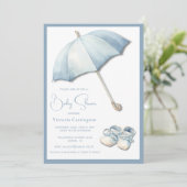 Blue Umbrella Baby Schoenen Baby shower Kaart (Staand voorkant)