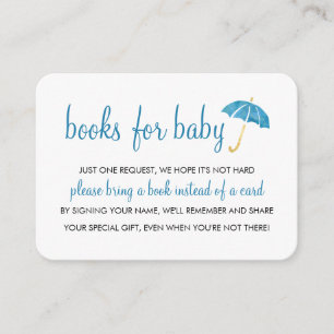 Blue Umbrella Baby shower   Boeken voor Baby Inser Informatiekaartje