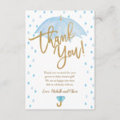 Blue Umbrella Baby shower Dank u kaart (Voorkant)
