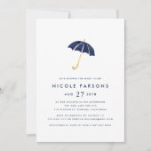 Blue Umbrella Baby shower Invitation Kaart (Voorkant)