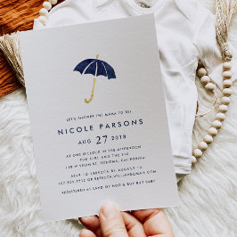 Blue Umbrella Baby shower Invitation Kaart