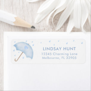 Blue Umbrella Baby shower Retour Adres Label