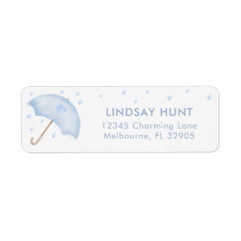 Blue Umbrella Baby shower Retour Adres Label