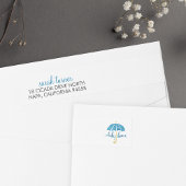 Blue Umbrella Baby shower Return Address Labels