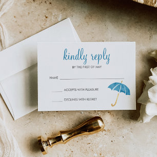 Blue Umbrella Baby shower RSVP-respons RSVP Kaartje