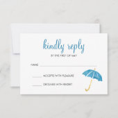Blue Umbrella Baby shower RSVP-respons RSVP Kaartje (Voorkant)