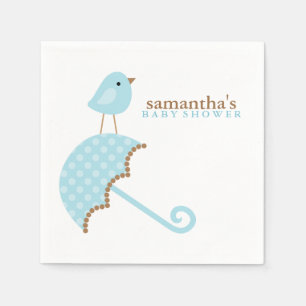 Blue Umbrella Bird Baby shower Servetten