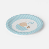 Blue Umbrella Boy Baby shower Papieren Bordje (Gekanteld)
