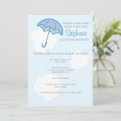 Blue Umbrella Bridal Shower Invitation Kaart (Staand voorkant)