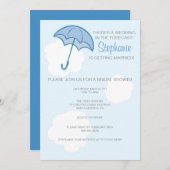Blue Umbrella Bridal Shower Invitation Kaart (Voorkant / Achterkant)