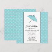 Blue Umbrella Bridal Shower Invitation Kaart (Voorkant / Achterkant)