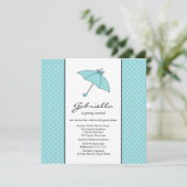 Blue Umbrella Bridal Shower Invitation Kaart (Staand voorkant)