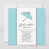 Blue Umbrella Bridal Shower Invitation Kaart (Voorkant)