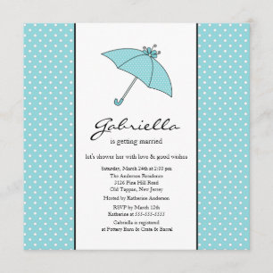 Blue Umbrella Bridal Shower Invitation Kaart