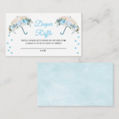 Blue Umbrella Diaper Raffle Enclosure Card Informatiekaartje (Voorkant / Achterkant)