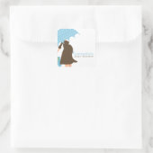 Blue Umbrella Ma Boy Baby shower Vierkante Sticker (Tas)