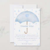 Blue Umbrella Sprinkle Baby shower Dank u kaart (Voorkant)