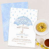 Blue Umbrella Sprinkle Baby shower Uitnodiging