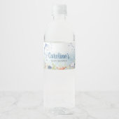 Blue Under the Sea Baby Shower Waterfles Etiket (Voorkant)