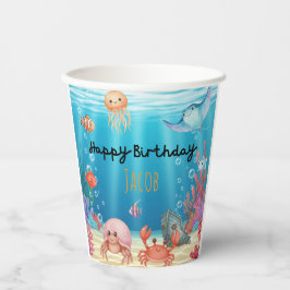 Blue Under the Sea birthday Papieren Bekers