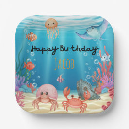 Blue Under the Sea birthday Papieren Bordje
