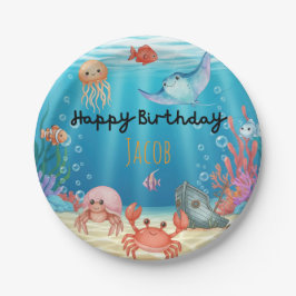 Blue Under the Sea birthday Papieren Bordje