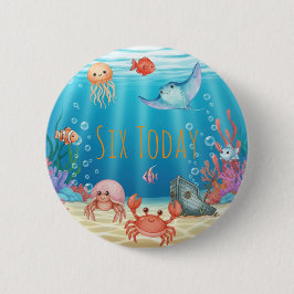 Blue Under the Sea birthday Ronde Button 5,7 Cm