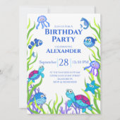 Blue under the Zee Boy Birthday Party Invitation (Voorkant)