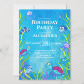 Blue under the Zee Boy Birthday Party Invitation (Voorkant)