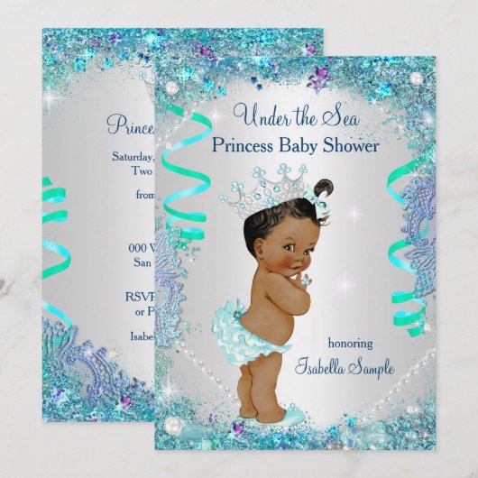 Blue under the Zee Princess Baby shower Ethnic Kaart (Voorkant / Achterkant)