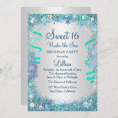 Blue under the Zee Sweet 16 Invitation Kaart (Voorkant / Achterkant)