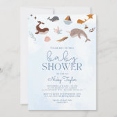 Blue Under Zee Boho Schattige Whale Baby shower Kaart (Voorkant)