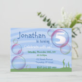 Blue Undersea Bubbles Uitnodigingen voor kinderver (Staand voorkant)