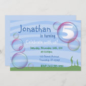 Blue Undersea Bubbles Uitnodigingen voor kinderver (Voorkant / Achterkant)