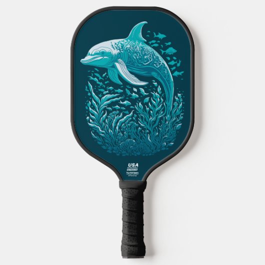 Blue Underwater Dolphin Art Pickleball Paddle (Voorkant)