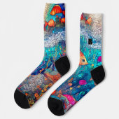 BLUE UNDERWATER SEALIFE ZOMER VROLIJK KLEURRIJK SOKKEN (Links)