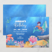 Blue Underwater Zee Ocean Boy Duiken Verjaardag Kaart (Voorkant / Achterkant)
